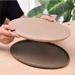 7.87inch/11.81inch Ceramic Plate Forming Mold Tan Wooden Density Plate Printing Blank Stripping Mud Plate Round Pottery Tools