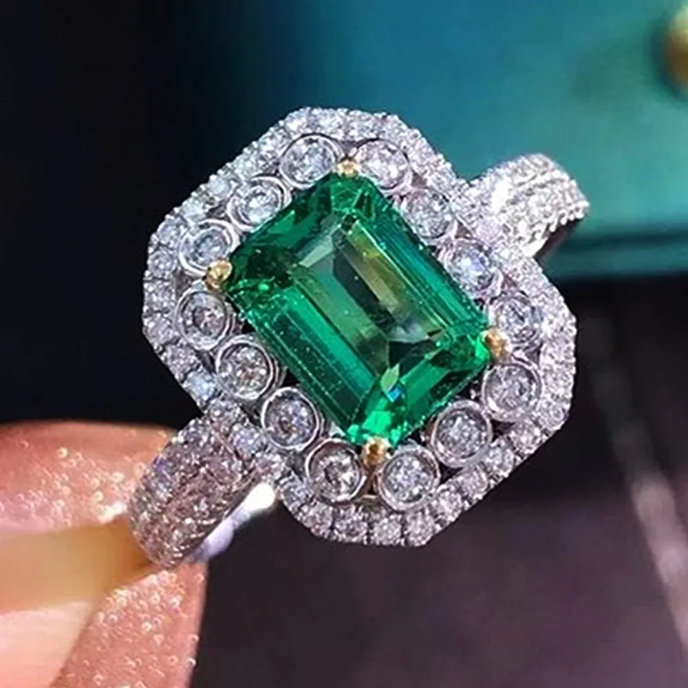 2026 Luxury Simple Big Rectangle Zirconia Rings for Women High Quality Fashion Wedding Party Jewelry Valentine\'s Day Gift Hot