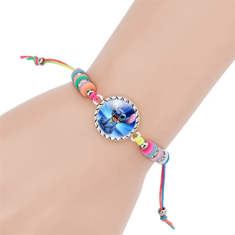 New Disney Anime Stitch bracelet Kawaii Lilo & Stitch Colorful Woven Adjustable Bracelet Cartoon Children Jewelry Kids Gifts