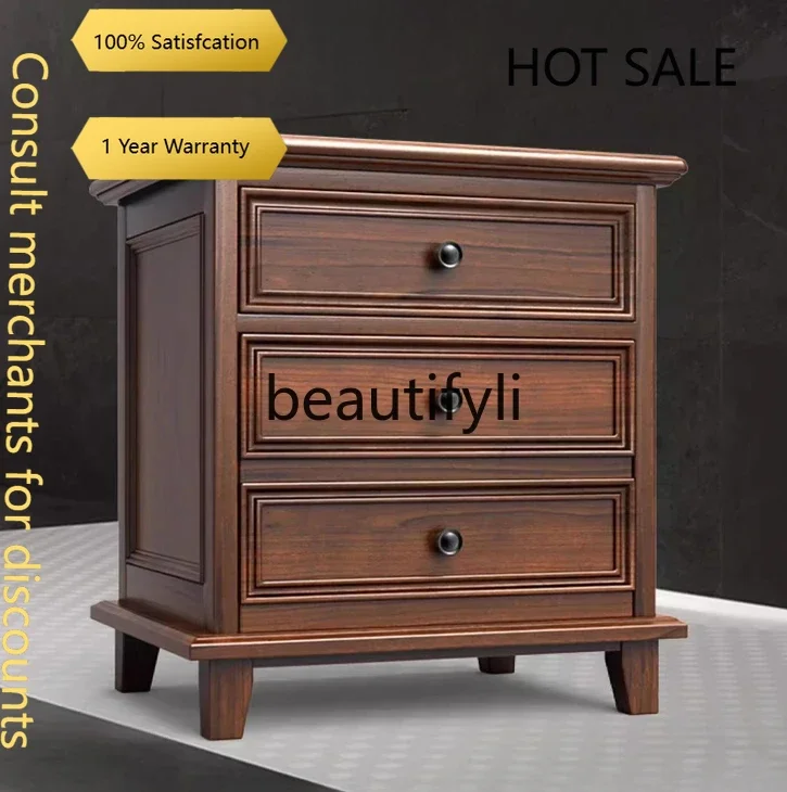D5556  C American solid wood advanced invisible bedside table integrated safe 024 new anti-theft fingerprint paword