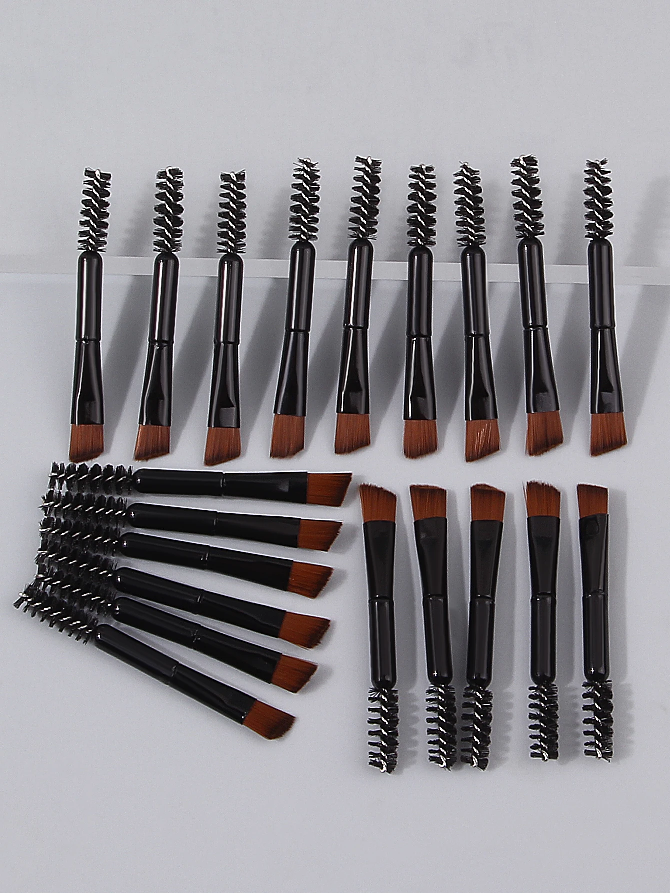 Mini pincel multifuncional para maquiagem de olhos, 20 peças, pincel de cílios de cabeça dupla, pincel de delineador, pente de cachos em espiral, pincel de sobrancelha