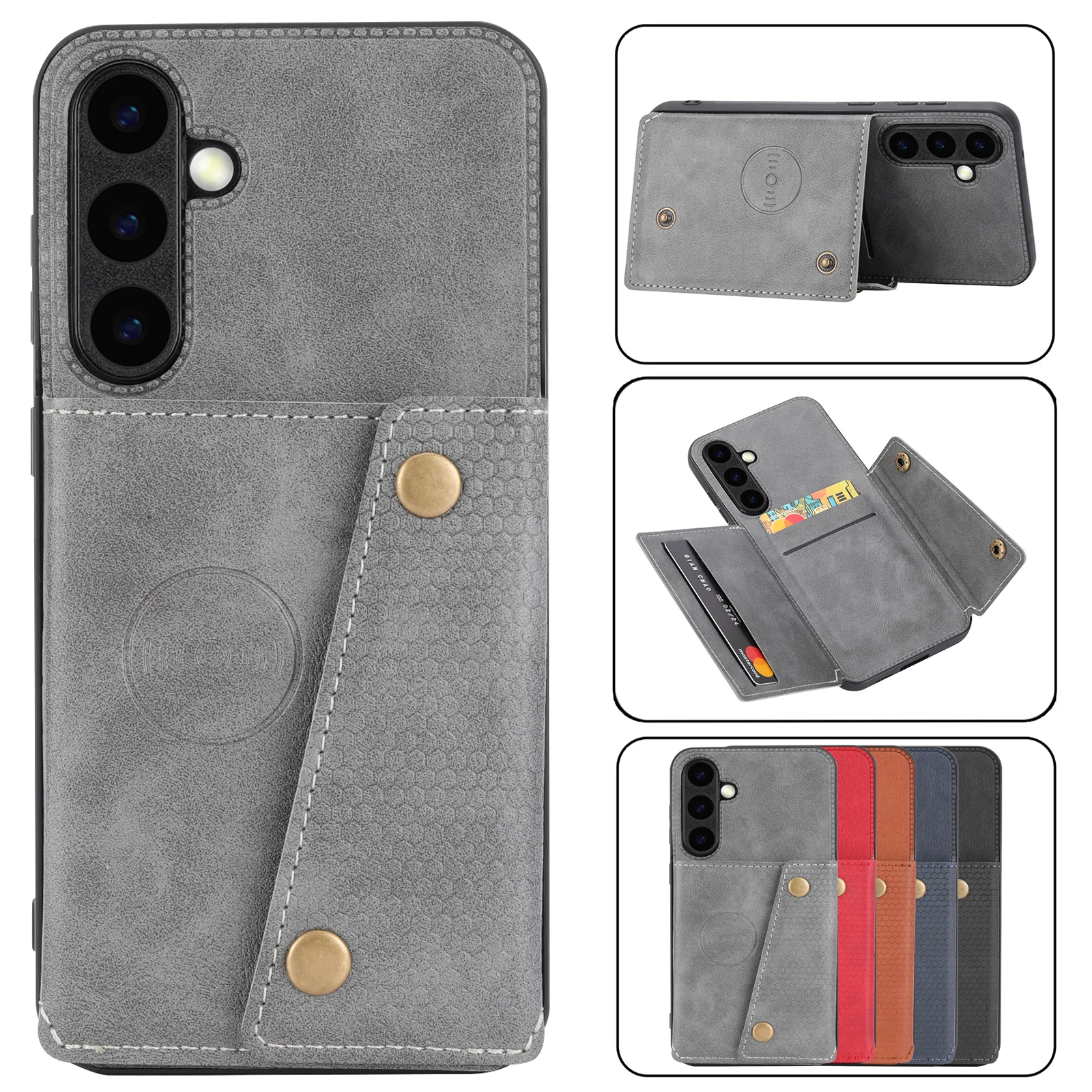 Card Holder Leather Case for Samsung Galaxy S23 S22 Ultra S21 S20 FE S10 S9 S8 Plus Note 20 10 9 Lite J4 J6 2018 Wallet Cover