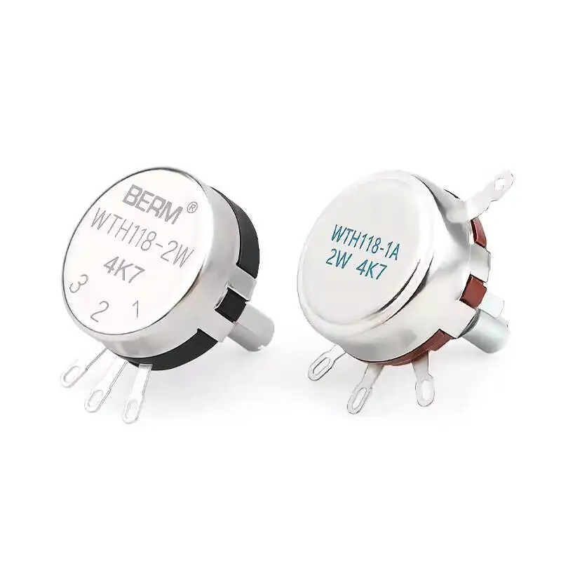 Single Turn Carbon Film Potentiometer WTH118 Knob Adjustable Resistor 2W 1K 2.2K 10K 22K 4.7K 470K 500R 500 Ω B102 B202 B502