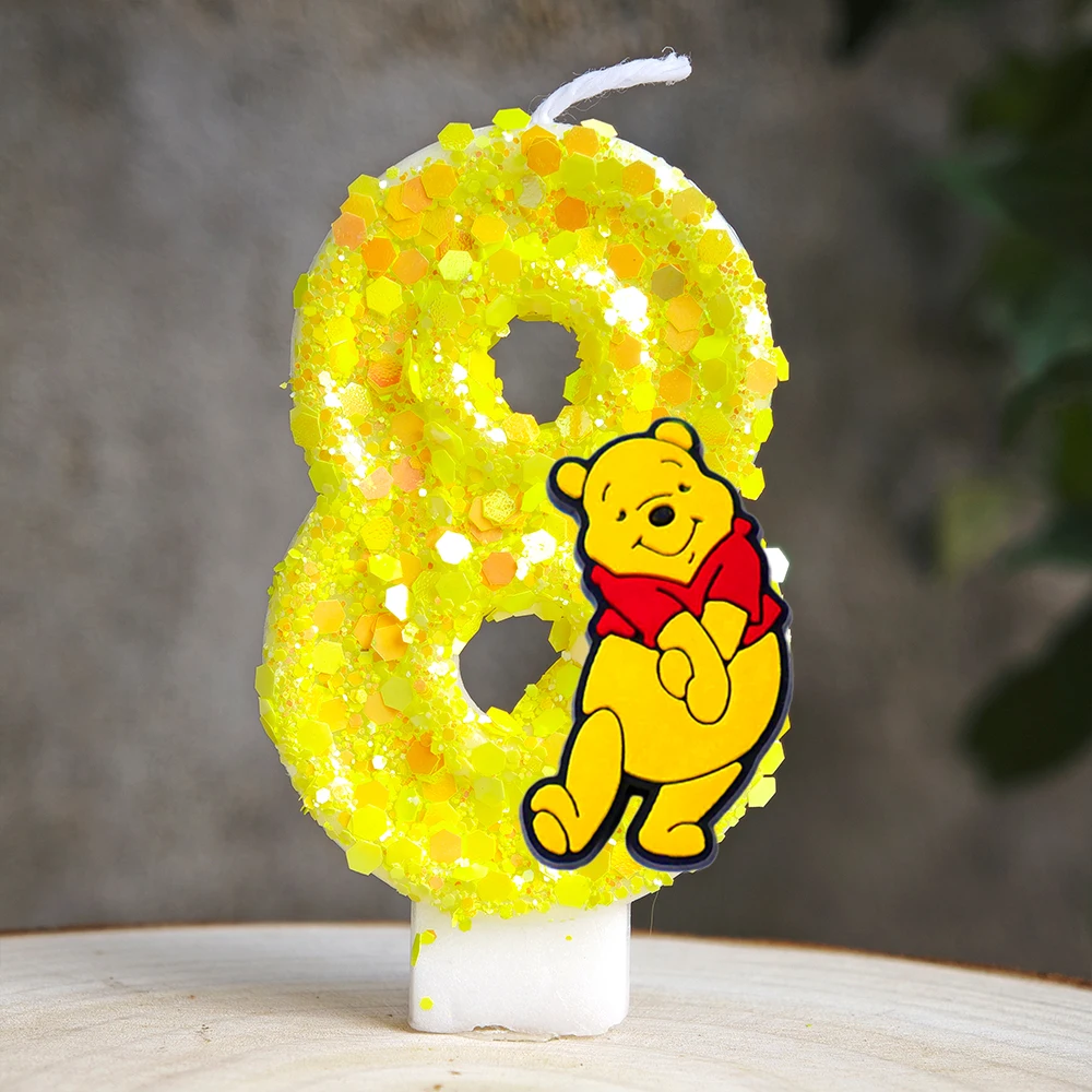Niedliche Winnie The Pooh Kerzen Mottoparty Nummer 0-9 Kindergeburtstag Party Tortenaufsatz Babyparty Dekoration für Partyzubehör