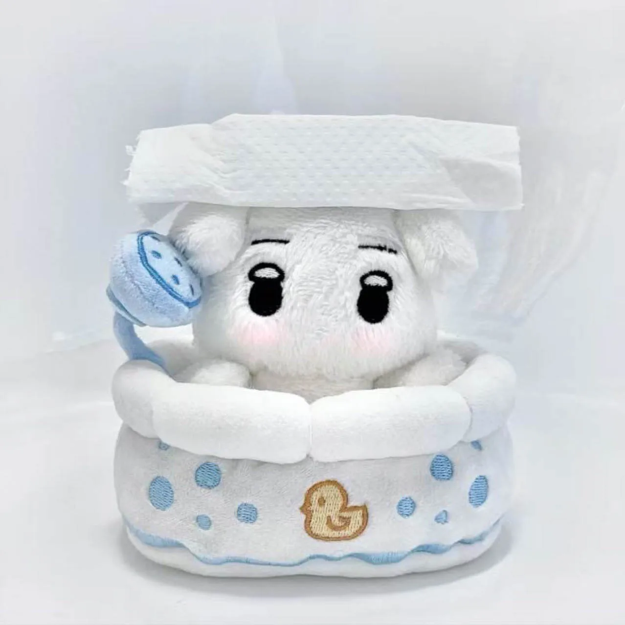 인형 집 액세서리 10cm 인형 욕조 플러시 장난감 장식품 귀여운 만화 플러시 욕조 장면 소품 DIY 놀이 집 장난감