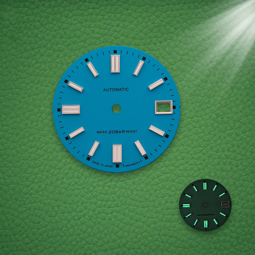 S Logo Dial 28.5mm Matte dial NH35 Dial No calendar dial Fit NH35/NH36/7S Green Luminous Movement Watch Modification Accessories view 2