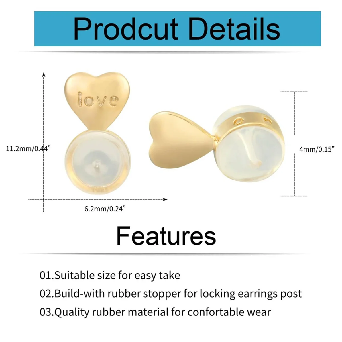 8PCS Earring Backs for -Ears, Earring Lifter Backs Replacements for Heavy