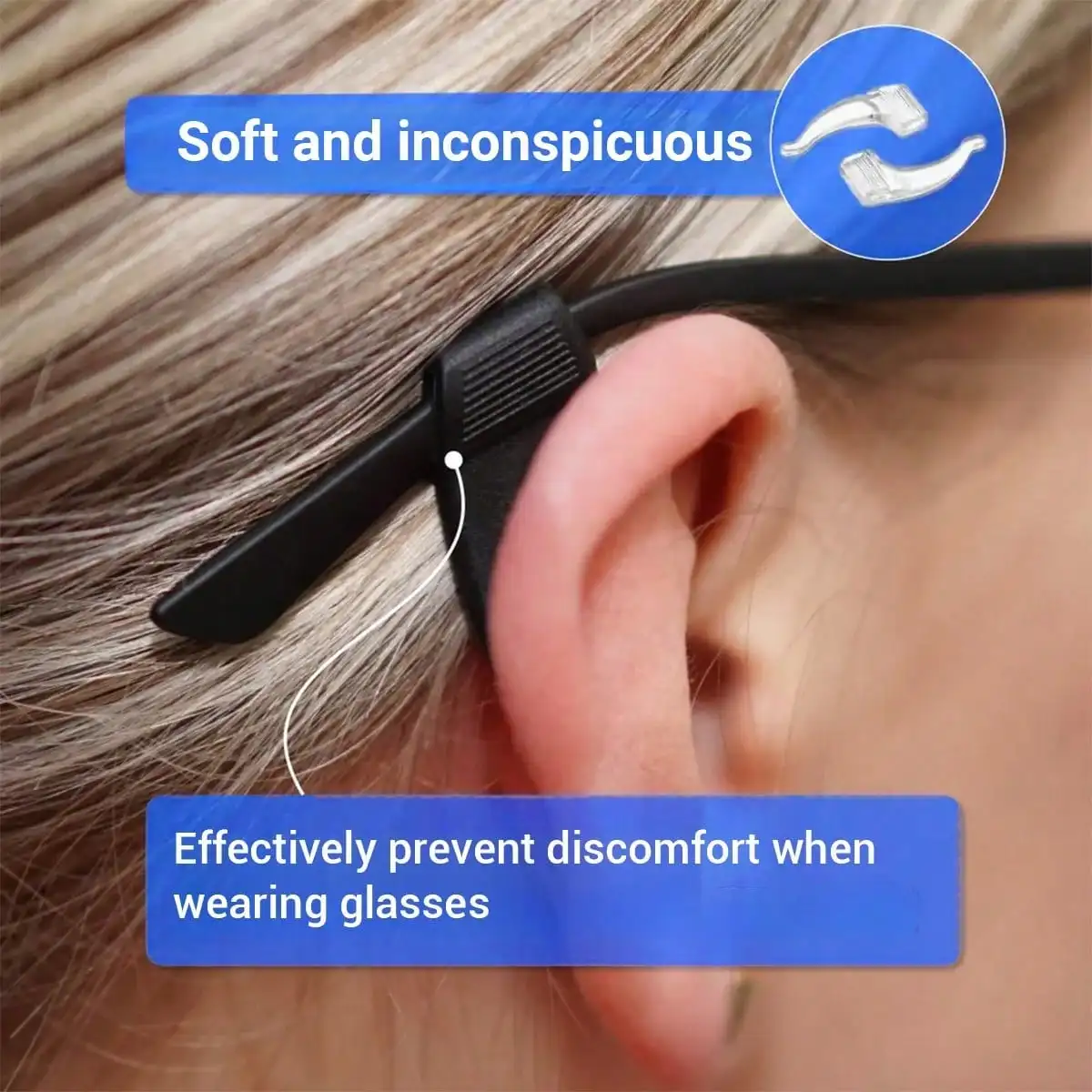 

3 комплекта силиконовых противоскользящих заушных креплений для очков, спортивные фиксаторы для дужек и наконечники против падения с дужек