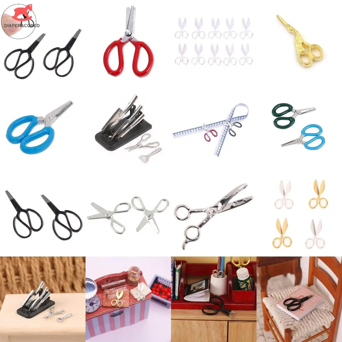 1/2/10pcs/Set Dollhouse 1:12 Mini Metal Scissors Miniature Dolls House Simulation Furniture Shears Model Decorate Toys