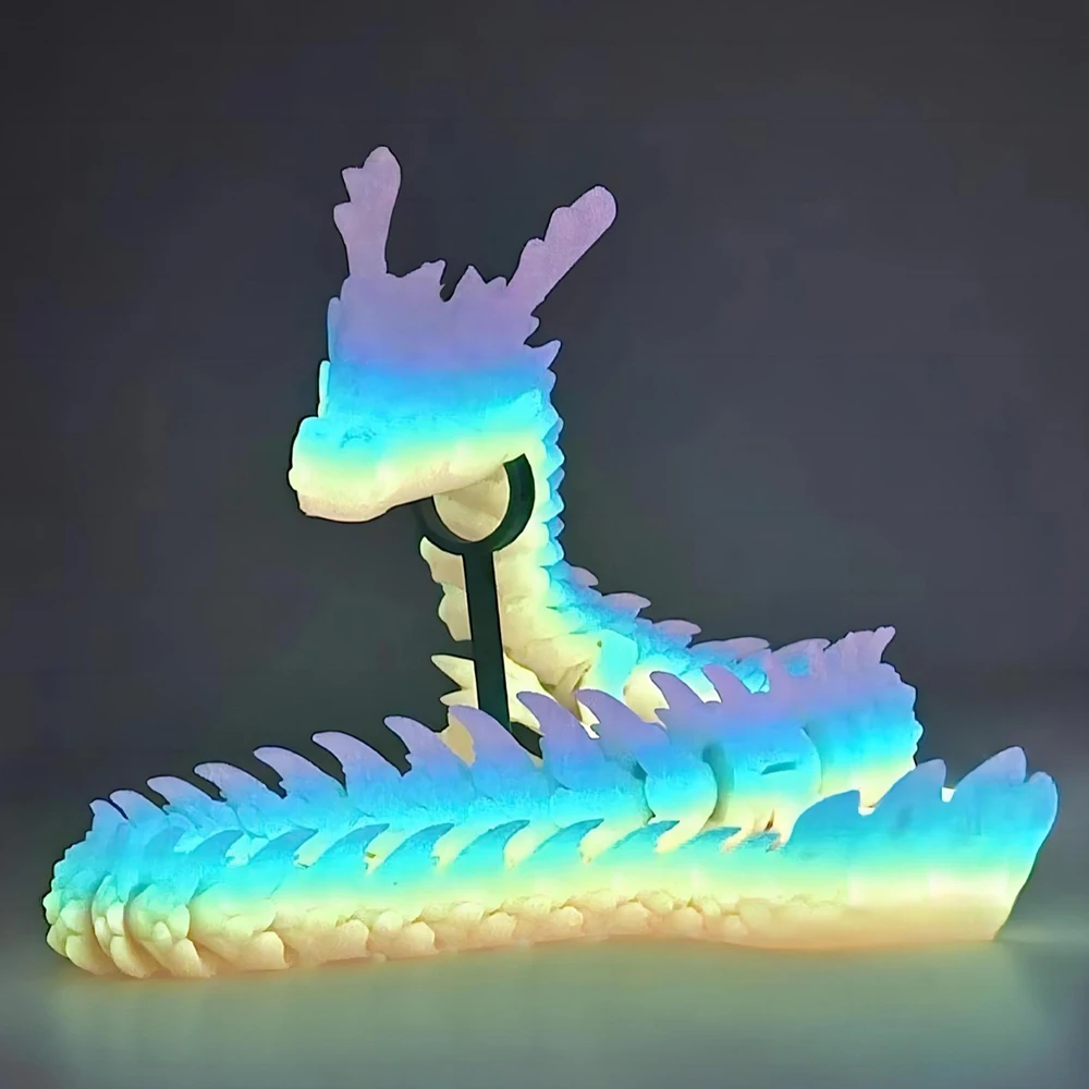 3D Printed Model Toys Luminous Dragon Multi-joint Ornament Kids Toys Realistic Animal Figures Decorative Desktop Boys Gifts