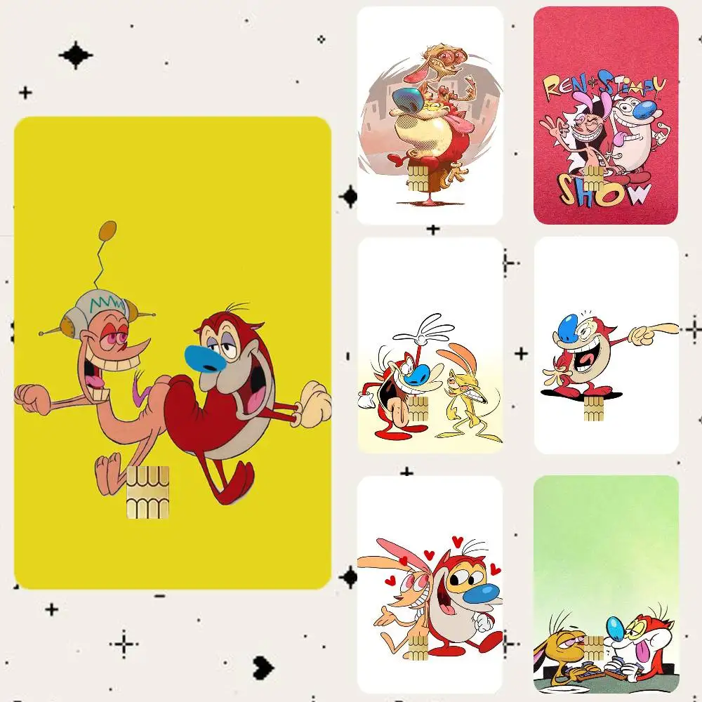 he R-Ren and Stimpy Show HD Waterproof Card Skins Protective Stickers for Credit Bank Game Cards