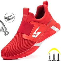 Summer Safety Shoes steel toe Women, Fashion Anti-smashing Men's Work Shoes, Black Breathable Comfortable Sports Shoes seguridad