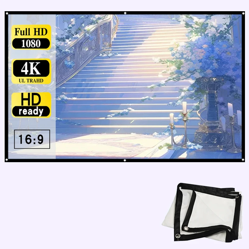 

Проекционный экран толщиной 84-дюймового цвета. Адаптация проектора высокой четкости, поддерживающая проекцию высокой четкости 4k. Простота установки