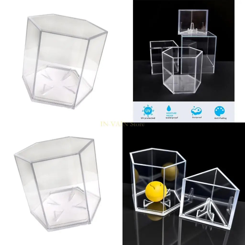 

M5TC Clear Baseball Display Case Acrylic Baseball Display Stand Hexagonal Storage Box