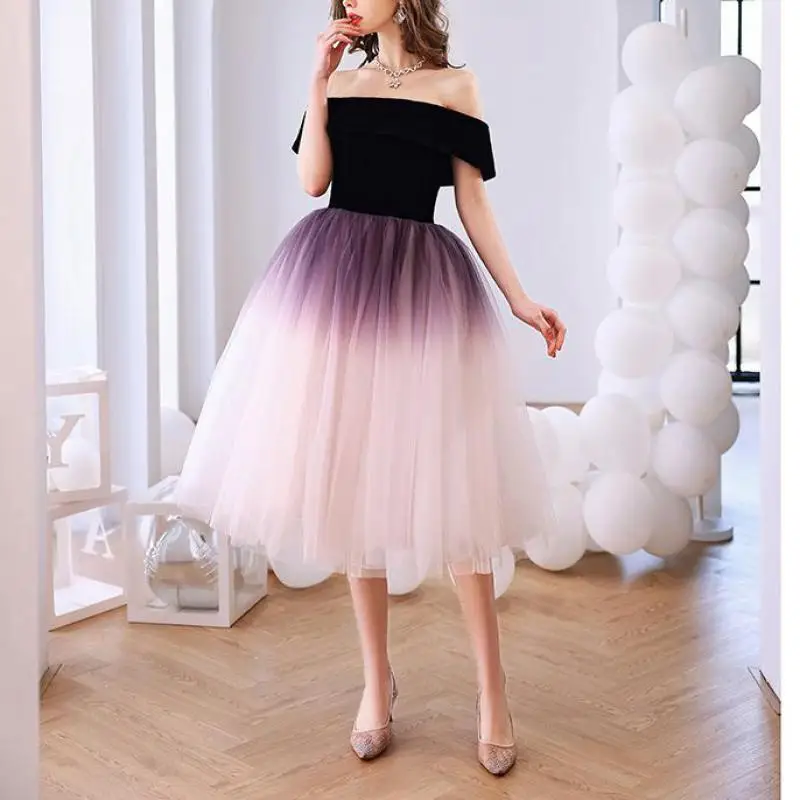 Customized Off The Shoulder Short Evening Dresses New Simple Tulle Vestido De Noche Classic Elegant Suknie Wieczorowe Plus Size