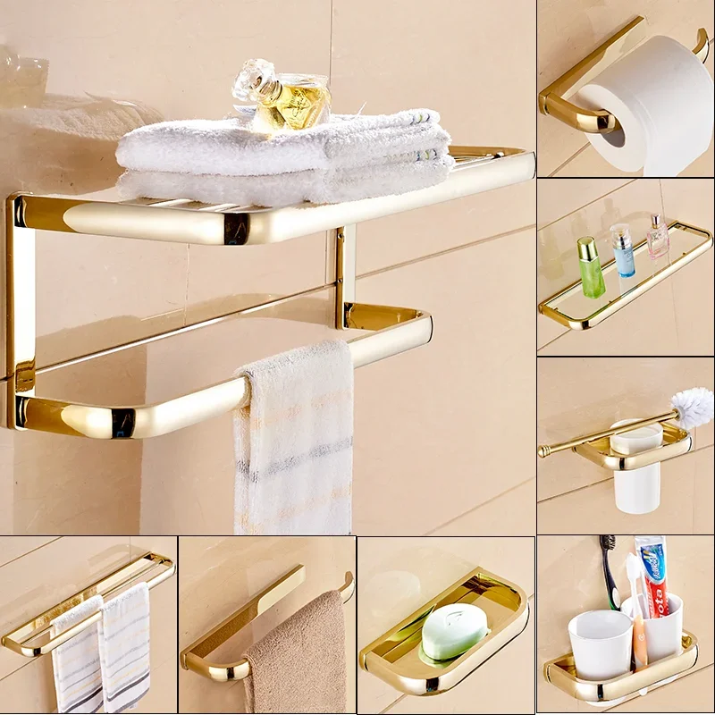 China Hotel Gold Luxury Bath Toilet Hardware Accessories Fitting Bathroom Set