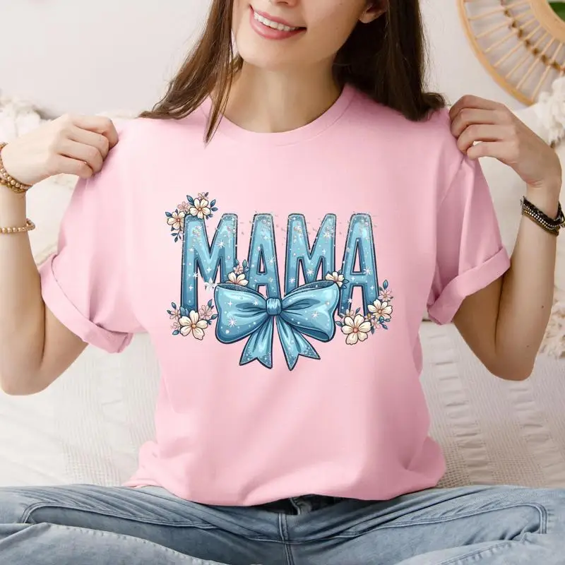 

Футболка Mama с кокеткой и бантом, свитер для мамы, милый новый свитер для детского душа, ее