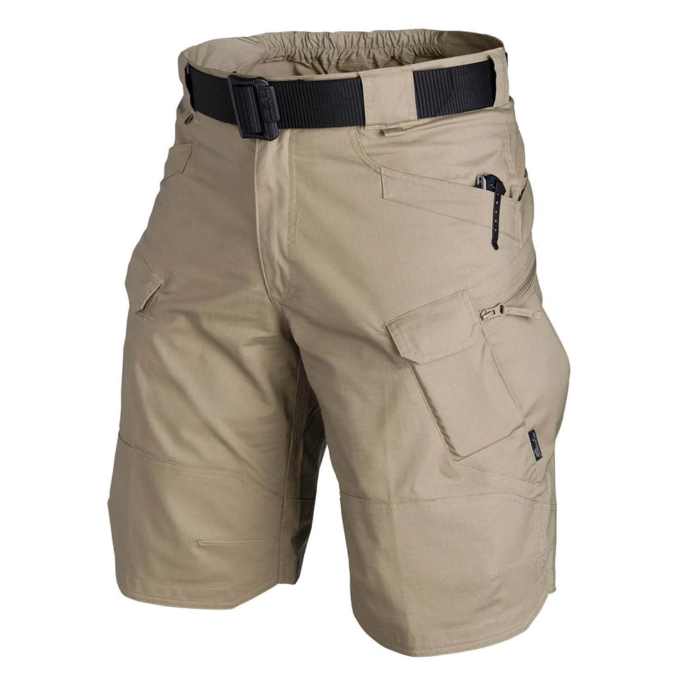 Men Summer Urban Shorts Outdoor Cargo Medium Waistband Shorts Quick Dry Multi Pocket Hiking Capris Solid Male Shorts