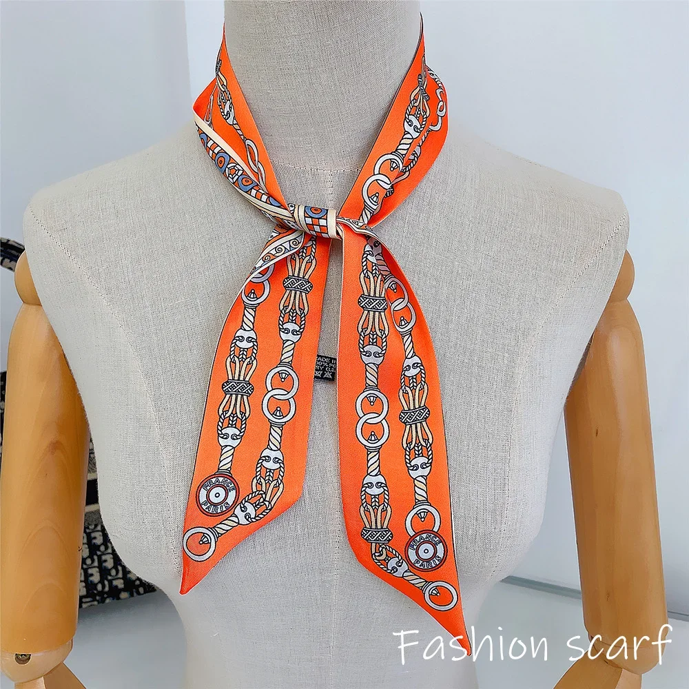 Europa 2025 Moda Nuovo Stile Nazionale Piccolo Fiore Nroken Decorativo da Donna in Twill Rilegatura Borsa Manico Sciarpa di Seta Sciarpa a Nastro
