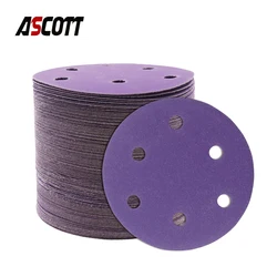 10PCS 5 Inch 6 Hole 125mm Purple Sandpaper 60-1000 Grit Sanding Discs for Wood Grinding Metal Rust Removal Automotive Polishing