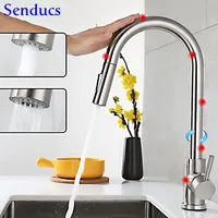 Touch Kitchen Faucet Senducs Brushed Nickel Pull Out Kitchen Sink Faucet Smart Touch Kichen Mixer Tap Hot Cold Sensor Faucets