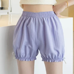 Calções Lolita Bow Frilly para mulheres, calças curtas de segurança, cor sólida, listradas, shorts, calcinhas, roupas íntimas, calcinhas de algodão, fofas