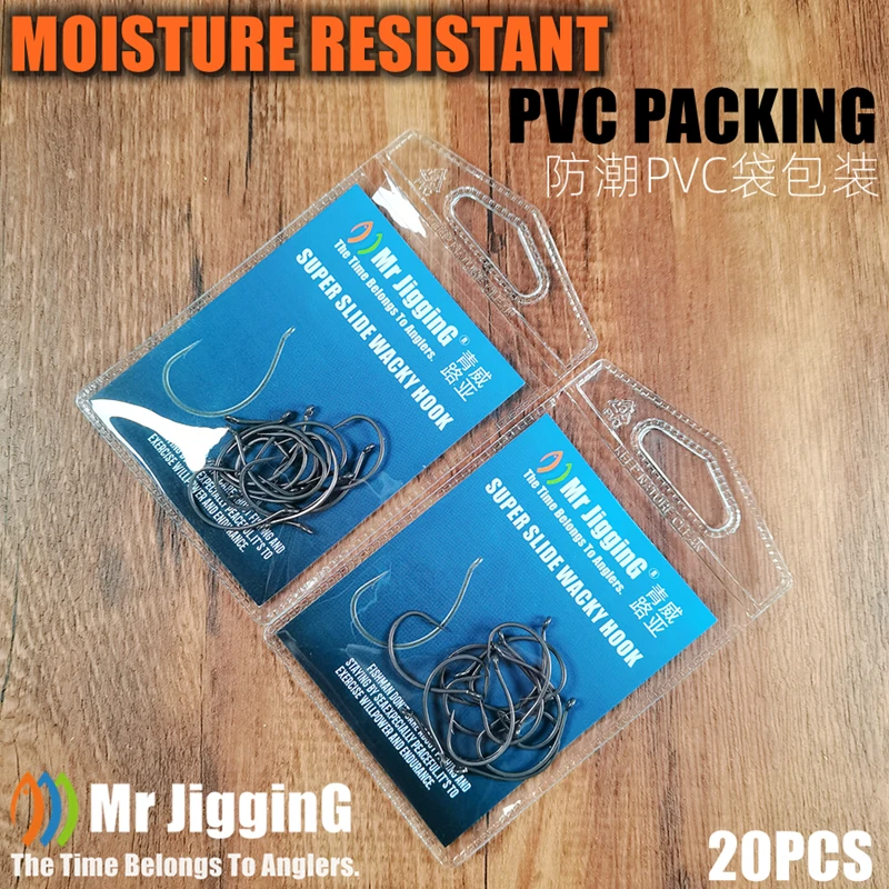 السيد JigginG PTFE سوبر الشريحة أحمق هوك ل قطرة النار كرنك دودة صيد السمك الفولاذ المقاوم للصدأ إزاحة هوك إغراء الصيد الملحقات #5
