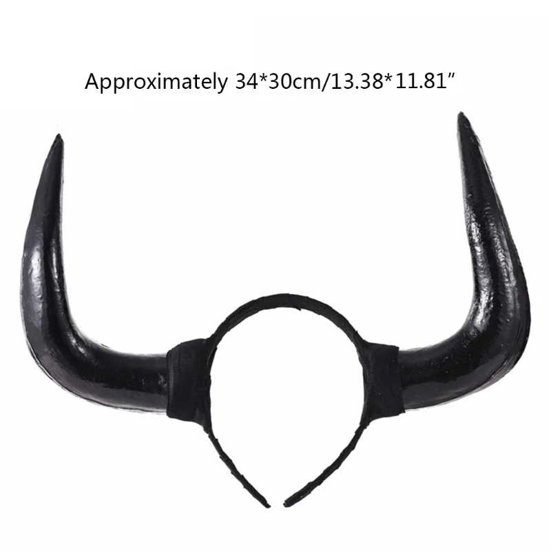 Women Ox Horn Headdress Dancing Party Props Headband for Halloween Party for Creative Evil Queen Cosplay Hair Accessorie N58F