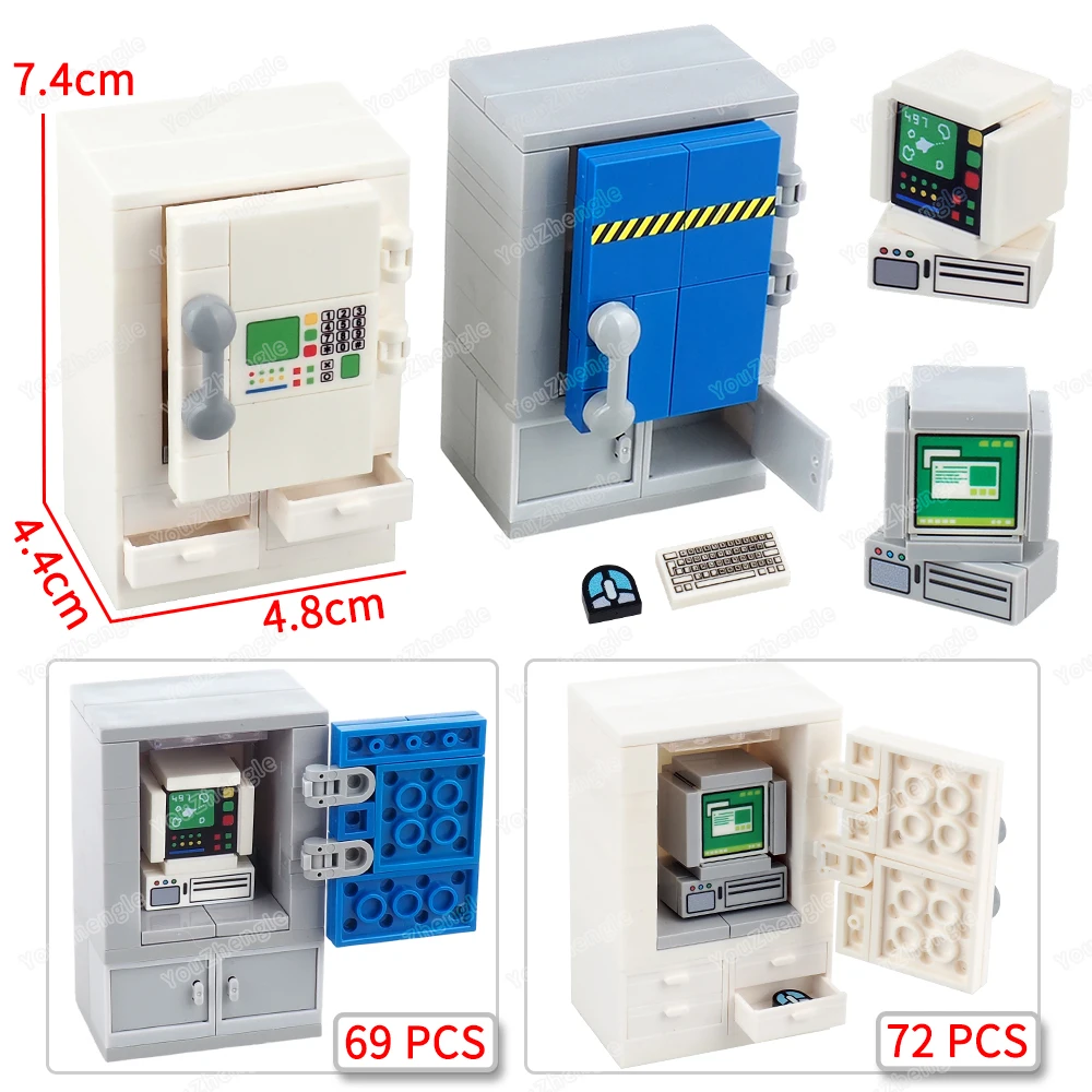 

Hidden Documents Computer cabinet Combination Drawer Building block Safe Model MOC Figures Game scene equipment Props Gifts Toys