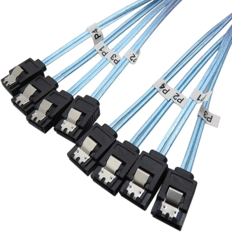 Cable de datos de serie de alta velocidad, Cable SAS de datos SATA3 de doble canal con blindaje de papel de aluminio, 4 piezas/6 piezas, SATA 3, 6gbps, X 4