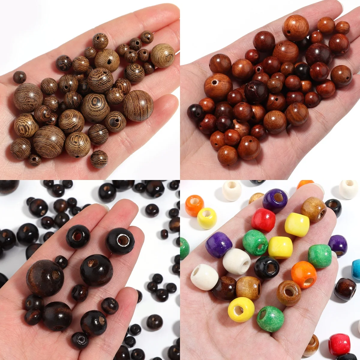 20-500Pcs Natural Wood Beads Round Stripe Loose Spacers Wooden Beads Charms for Jewelry Making DIY Necklace Bracelet Accessories