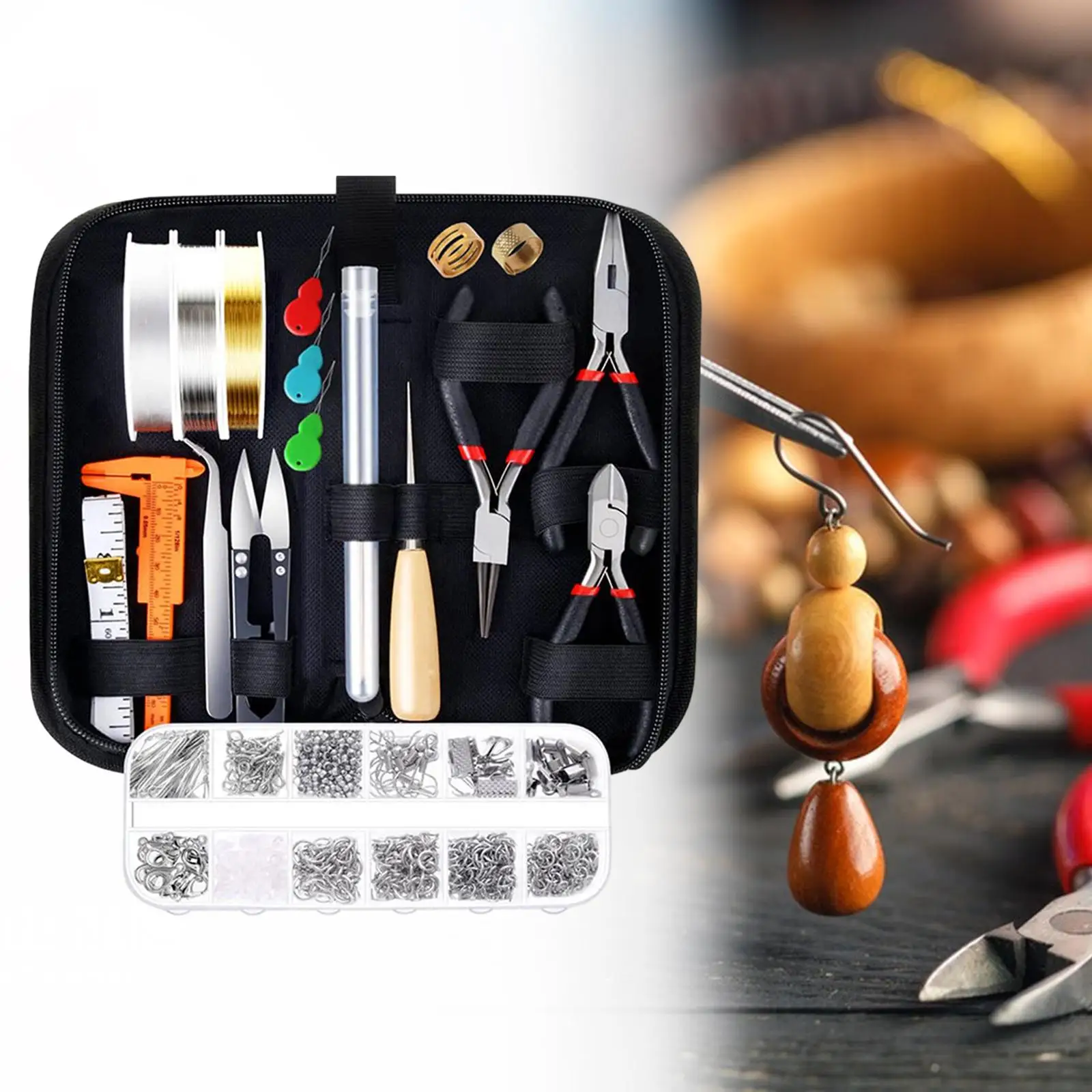 Jewelry Making Supplies 12 Different Kinds of Jewelry Findings Jewelry Making Tools Set for Beginners Crafting with Zipper Case