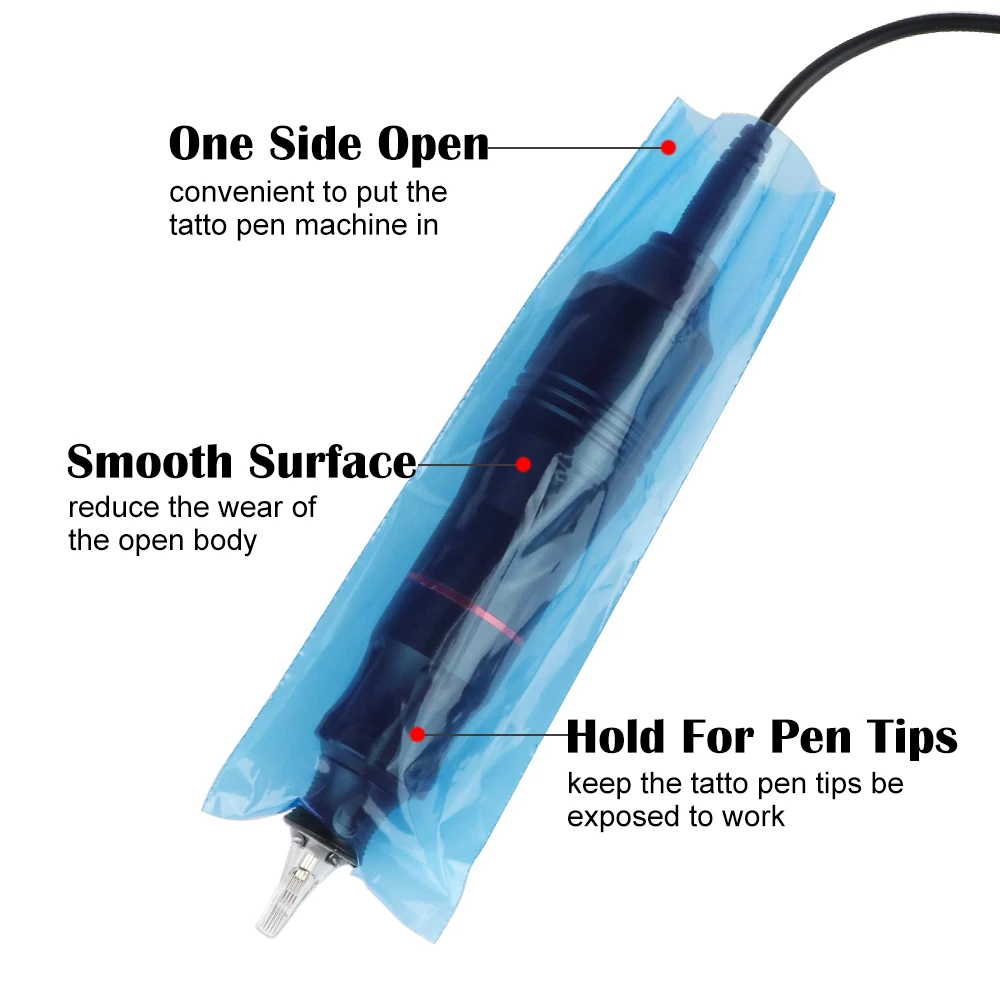 200 قطعة آلة الوشم القابل للتصرف أكياس واقية الغبار برهان مكافحة القذرة كم لأقلام الوشم ملحق أساسي للفنانين
