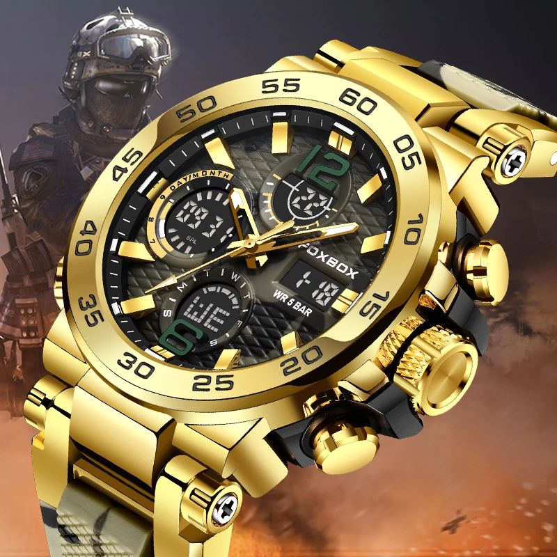 

FOXBOX 2025 New Mens Luxury Watch Fashion Military Digital Watches Men Waterproof Luminous Date Quartz Wristwatches Reloj Hombre