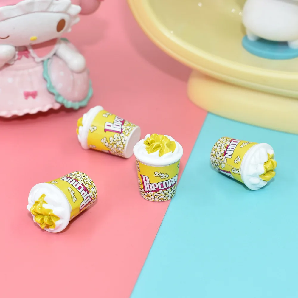 Matériel de Scrapbooking en résine pop-corn Kawaii, 10 pièces, matériel de bricolage, arrière plat artisanal, embellissement, charme, fournitures de Cabochons de décoration