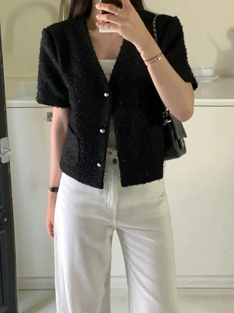 

Women's V-ne Fringe Trim Jaet Summer New Sle Double ket Coat Casual Commute ort Sve Other Material 00%