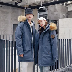 Men's Winter Medium Long Hooded Down Jacket Korean Version of The Trend White Duck Down Winter Warm Coat Casual Daily Warm Coat