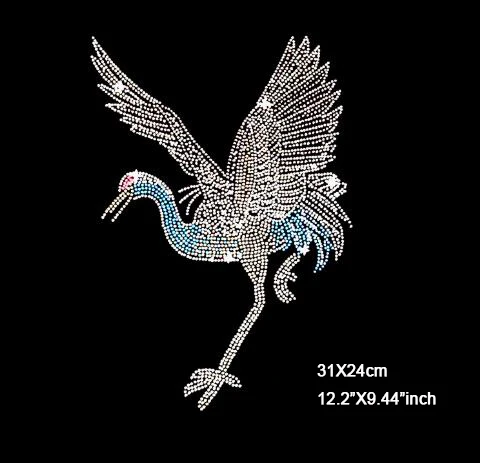 

4pcs/lot(39cmX21.5cm)Crane pattern Super Bright Hotfix Rhinestone Heat Transfer Rhinestone for DIY Sewing Accessories(JA-1174)