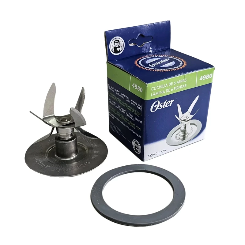 Cuchilla de Repuesto Compatible con Licuadora Oster Osterizer - Cuchilla Fusion de 6 Puntas 4980 con Junta de Goma