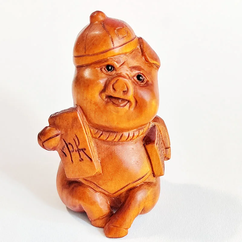 

Q4816 - 2 "резной вручную ящик Netsuke - Lovely Pig