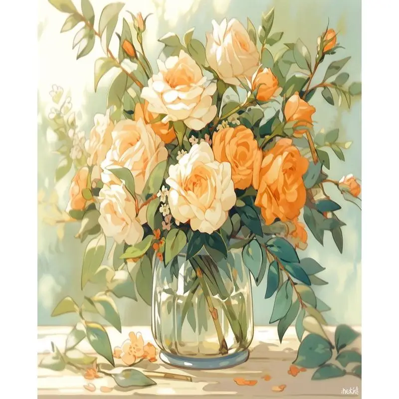 

RUOPOTY Painting By Numbers Vase Coffee Handpainted Art For Living Room Digital Painting Art Supplies Handmade Home Furnishing D