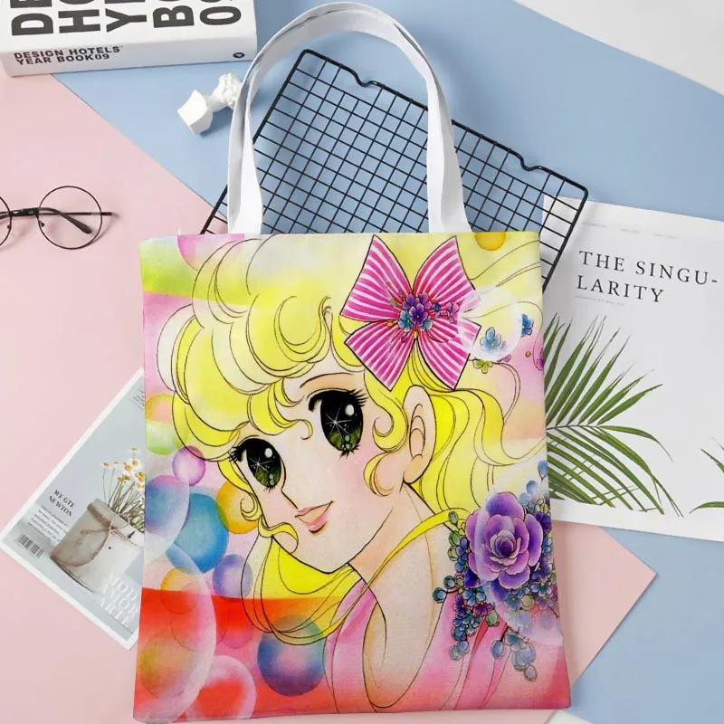 Tote Bags Candy 003 Anime Print Fabric Eco Handbag High Capacity Shopping Office Reusable Casual Shoulder Bag 1016WJY