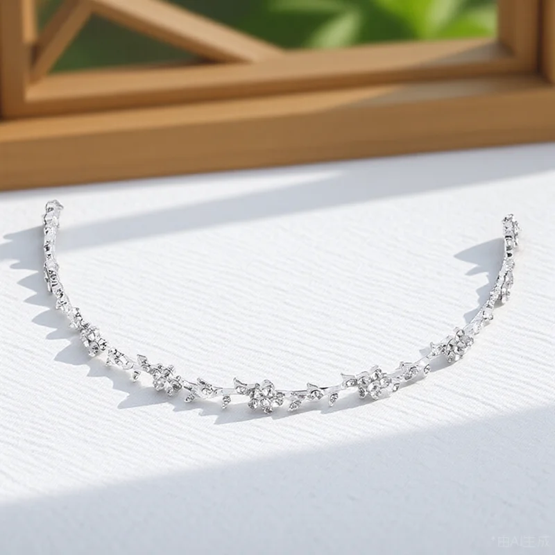 

Headbands Petal Crown Tiara Wedding Headgear Rhinestone Silver for Women Bridesmaid