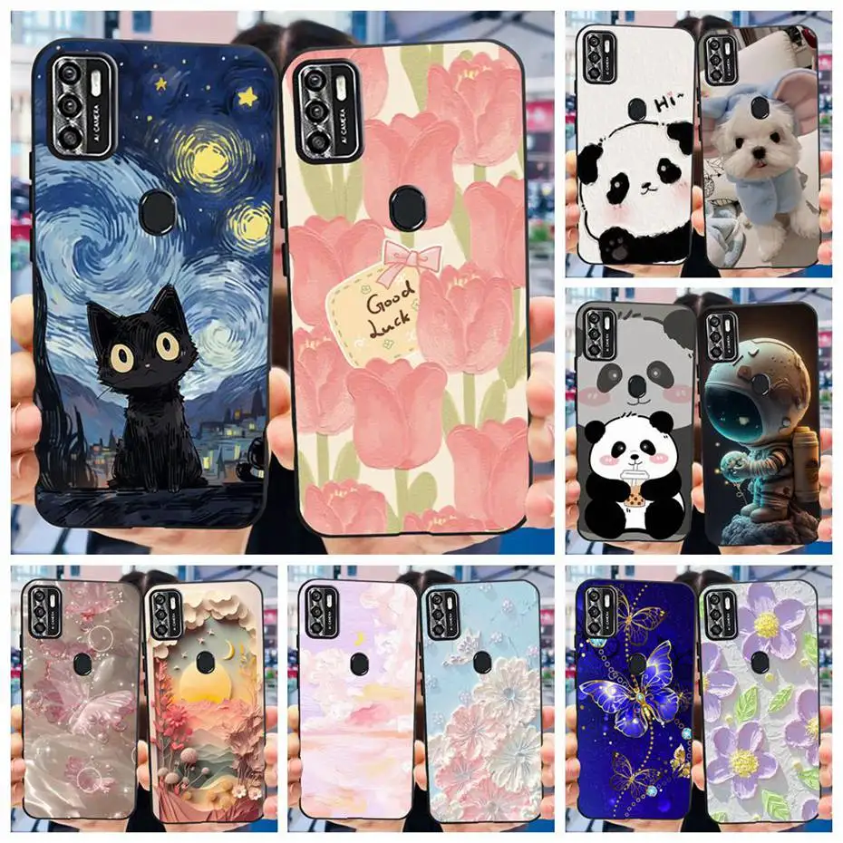 Funda encantadora para ZTE Blade A7s 2020 / Optus X Pro / Telstra Evoke Plus 2, fundas suaves de silicona negra para Zte A7s (2020) A7020