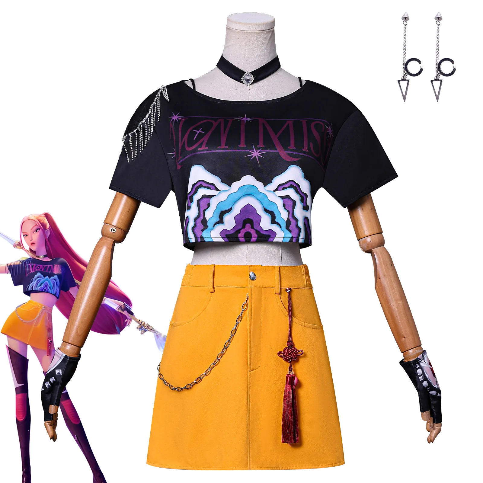 Anime KPop Demon Cos Hunter superestrella Mira Cosplay disfraz Mira peluca anillo conjunto completo chica traje de grupo mujeres fiesta de Halloween juego de rol