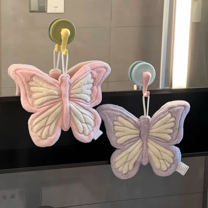 Cute butterfly handkerchief, super absorbent coral fleece hand towel, bathroom kitchen decoration, home cleaning cloth - view 6