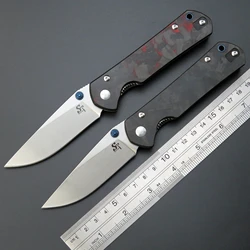 Hot sales ST8 Folding Pocket Knife Bicolor Carbon Fibre Outdoor Survival Blade K110 Steel Camping Hunting Knife Edctool