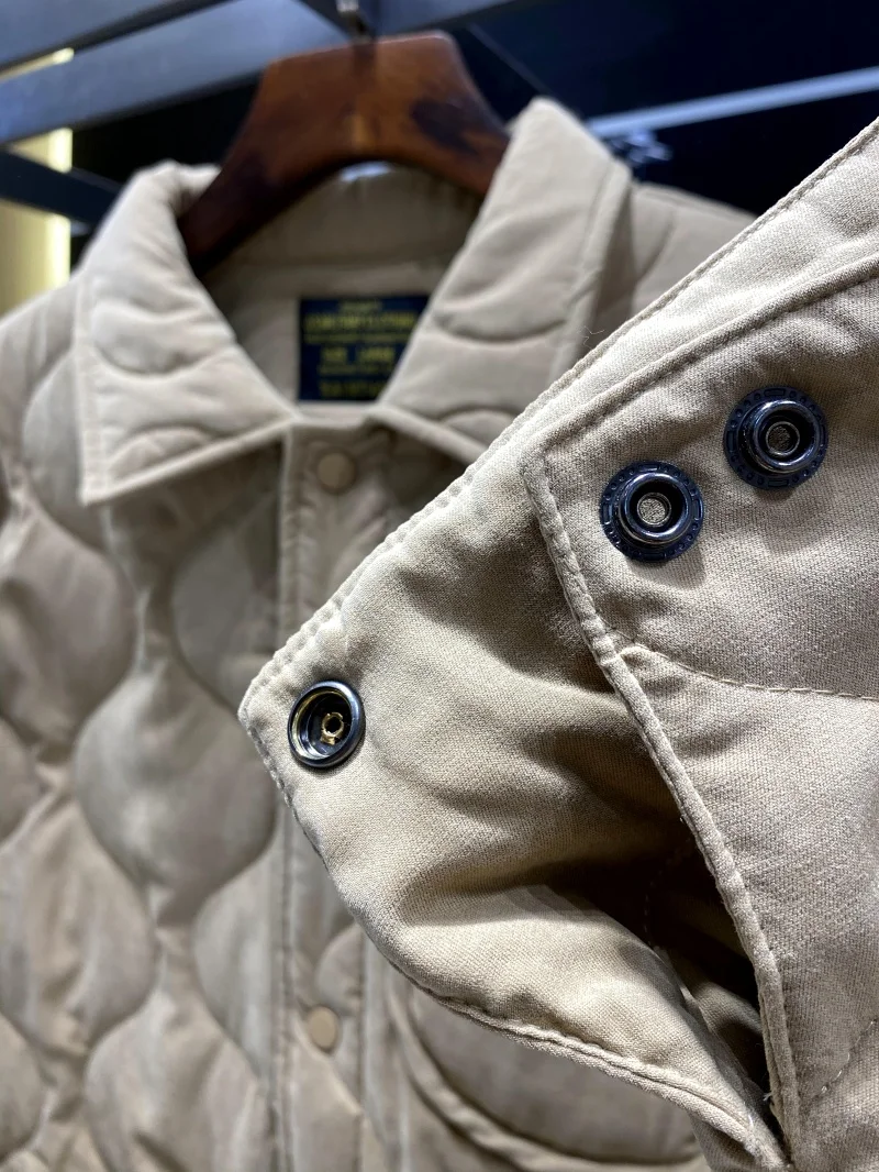 レトロ香港スレひょうたん柄ステッチコットンジャケットルーズカラーメンズ秋冬カジュアル綿入りコート