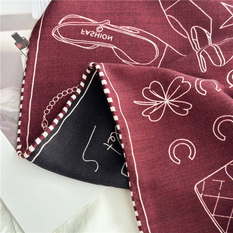 AB Faced Zachte Kleine Hoofd Sjaal Luxe Opgerolde Herms Sjaals Zijde Wollen Sjaals Vierkante Warme Bandana Kasjmier 65CM