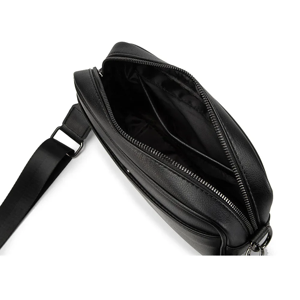 Bolso cruzado informal para hombre, bandolera de cuero PU, color sólido, novedad